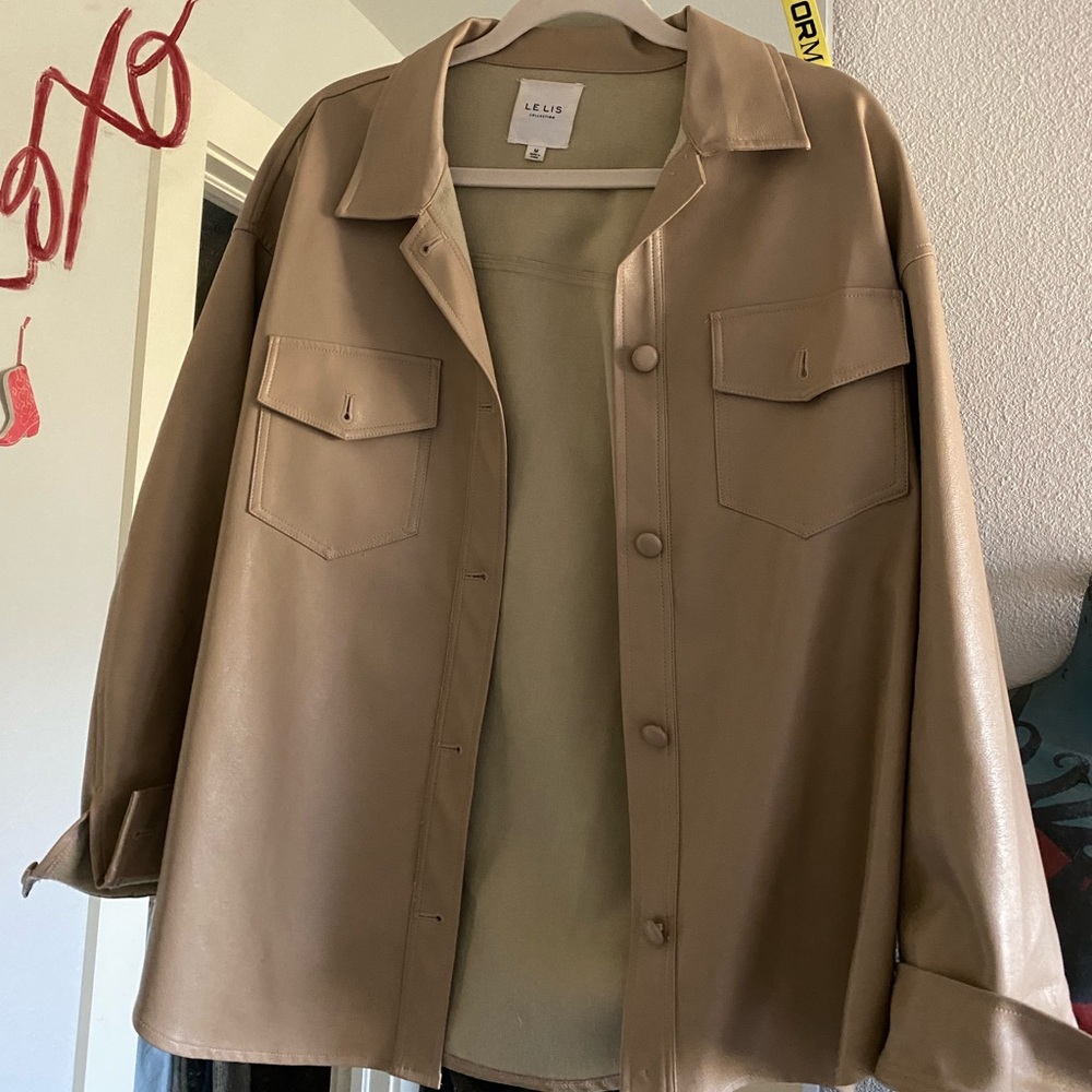 Faux leather utility jacket